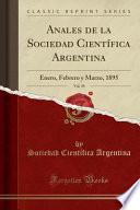 Anales de la Sociedad Científica Argentina, Vol. 39
