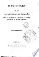 Manifiesto de la Junta Superior de Cataluña sobre la pérdida de Tarragona y sus resultas en el Primer Exército