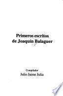 Primeros escritos de Joaquín Balaguer
