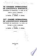 VII [i.e. Séptimo] Congreso Internacional de Lingüística Románica